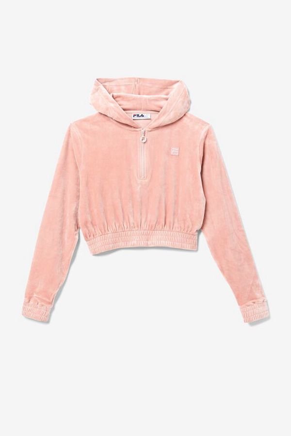 Fila Aaral Cropped Half Zip Women's Hoodies - Rose,NZ 549-27405